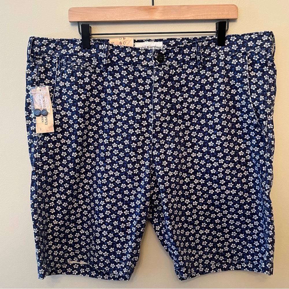 NWT Denim & Supply Ralph Lauren Navy White Floral Chino Shorts Men's Size 40